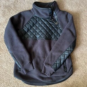 Abercrombie and Fitch Vegan Leather Asymmetrical Snap-Up Fleece Jacket